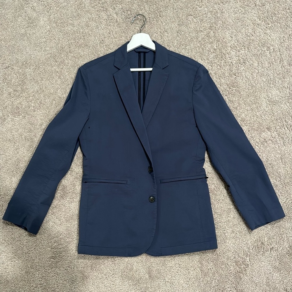 Navy Seersucker Blazer